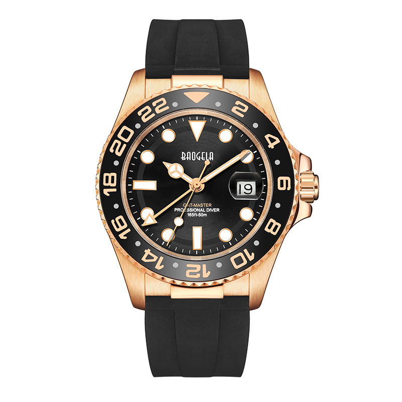 Baogela Top Brand 50m مقاوم للماء Rose Gold Watch Men Quartz Watch Diving Fashion Fashions Sport Watch Swiss Movementwatch 22805