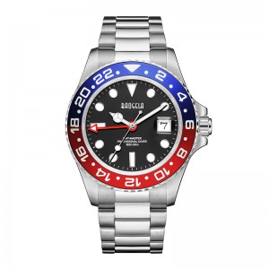 Baogela New Blue Red Water Ghost Watch Men \\\\\'s Watch 50 مترًا من الفولاذ المقاوم للصدأ المقاوم للصدأ حركة سويسرية Relogio Maschulino 22807
